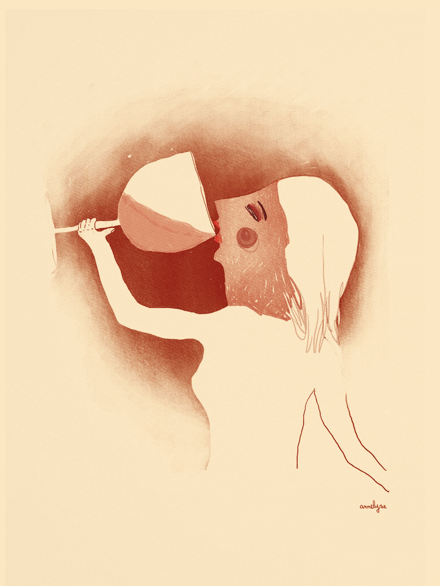 " boire le vin " illustration by annelyse.fr